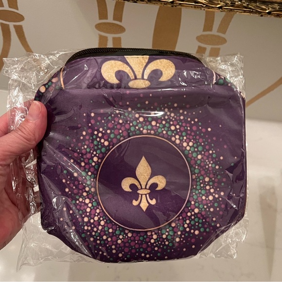 Purple and Gold Fleur-de-Lis Cosmetic Bag - Picture 6 of 7